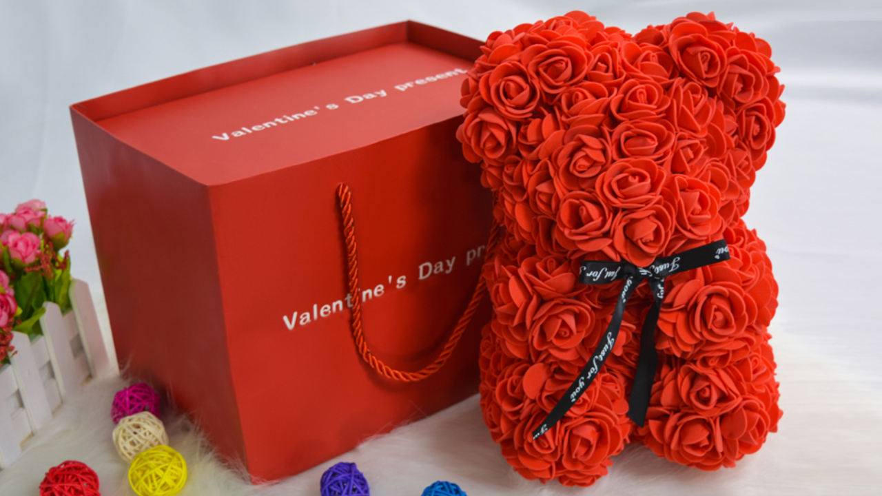 Watch Romantic 10 inch Teddy Rose Bear for Valentine’s Day on Amazon Live