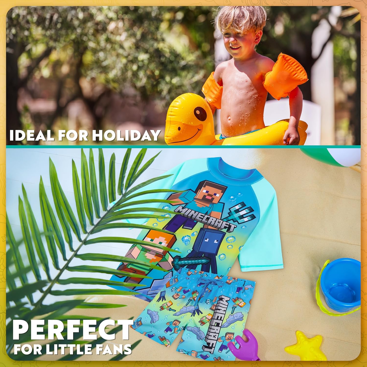 Get Trend Minecraft |Pokemon Swim Suits Rash Guard Bathing Suit Set 2 Pcs Holiday Essentials Pool - Image 2