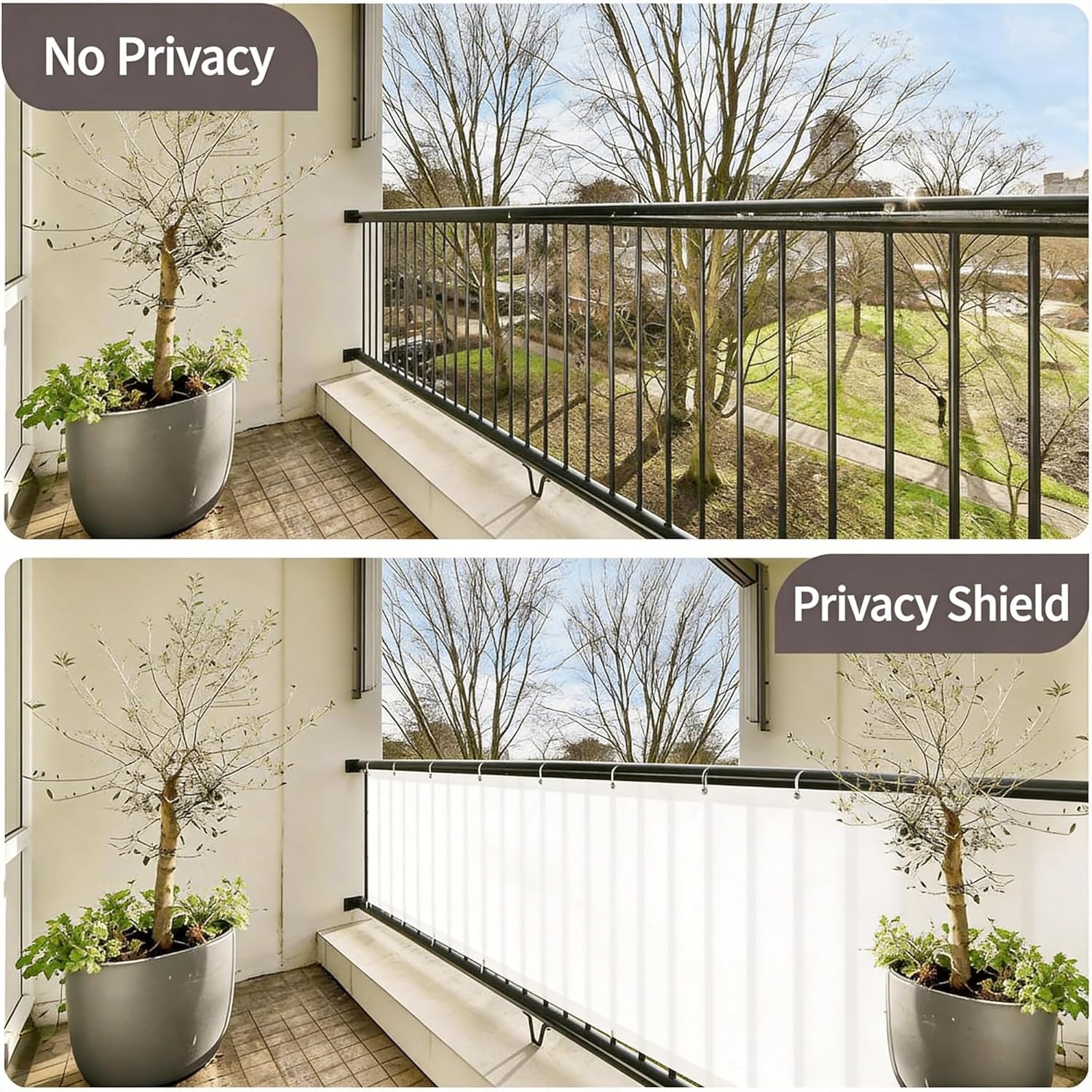 Waterproof Balcony Privacy Screen Fence, Apartments Railing Heavy Duty Wind Screen for Outdoor,Deck,Backyard,Patio(75x400 cm/29.53x157.48 inches)