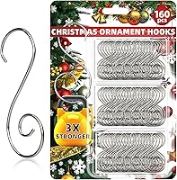 160 Pack Silver S-Shaped Christmas Ornament Hooks with Storage Box - Sturdy Tree Hangers for Easy Holiday Decor
