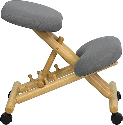 Miniatura 8 de Silla inclinada ergonómica de madera móvil de Flash Furniture Madera Gris