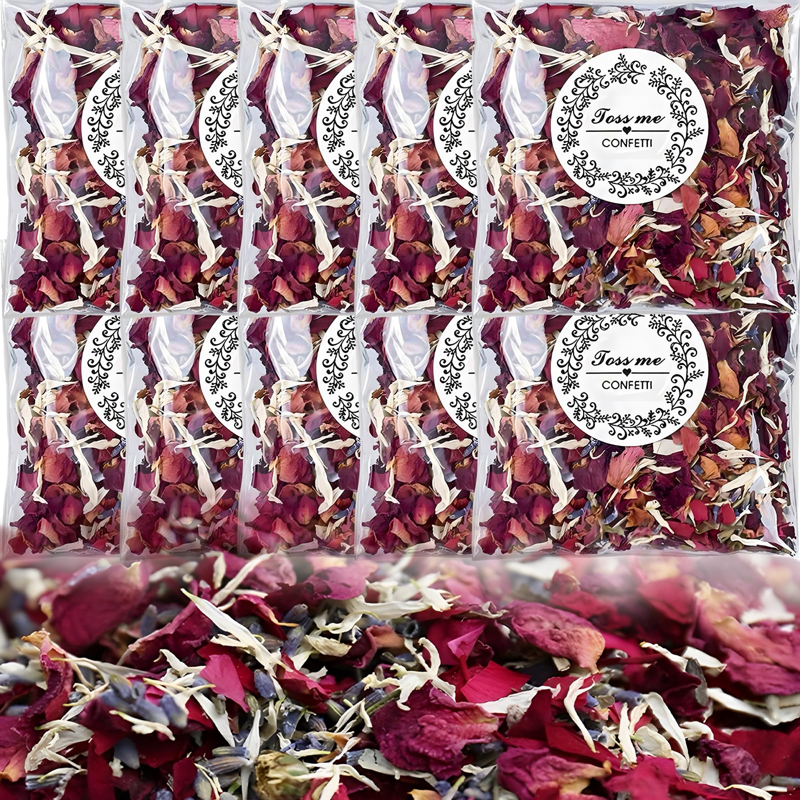 Hurifeng 100g Blütenkonfetti - 100% echte getrocknete Rosenblätter, biologisch abbaubare getrocknete Rosenblätter - Rosenblätter Deko für Geburtstage & Hochzeiten
