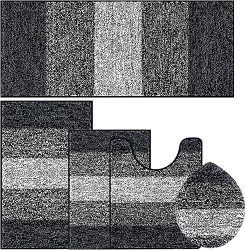 Miniatura 9 de Vaukki Juego de 5 alfombras de baño, antideslizantes, de microfibra peluda, absorbentes, lavables, para bañera (18 x 26 pulgadas + 20 x 32 pulgadas