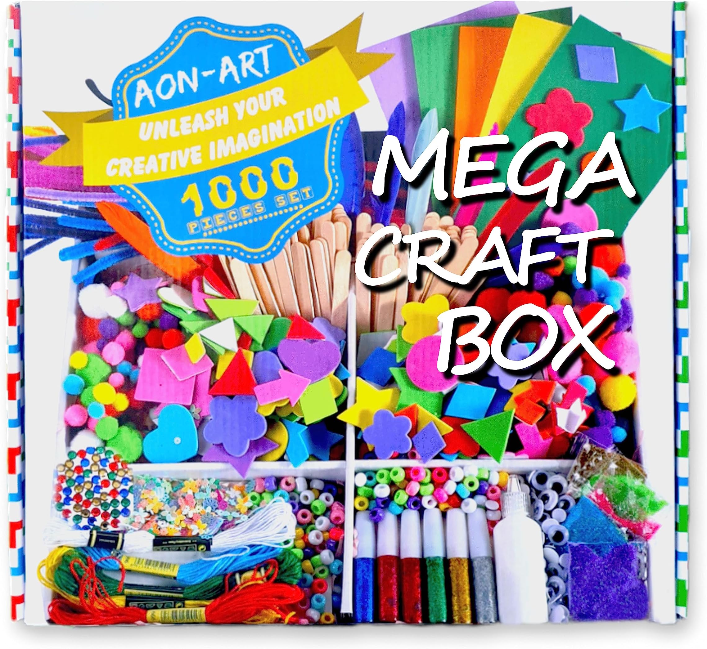 AON-ART 1000pc Art and Craft Set | Modern Art and Craft Supply, Art & Craft Supply Kit for Boys and Girls, Multipurpose Crafting Set Kit - Mega Craft Box Gift for Adult & Beginner Artists