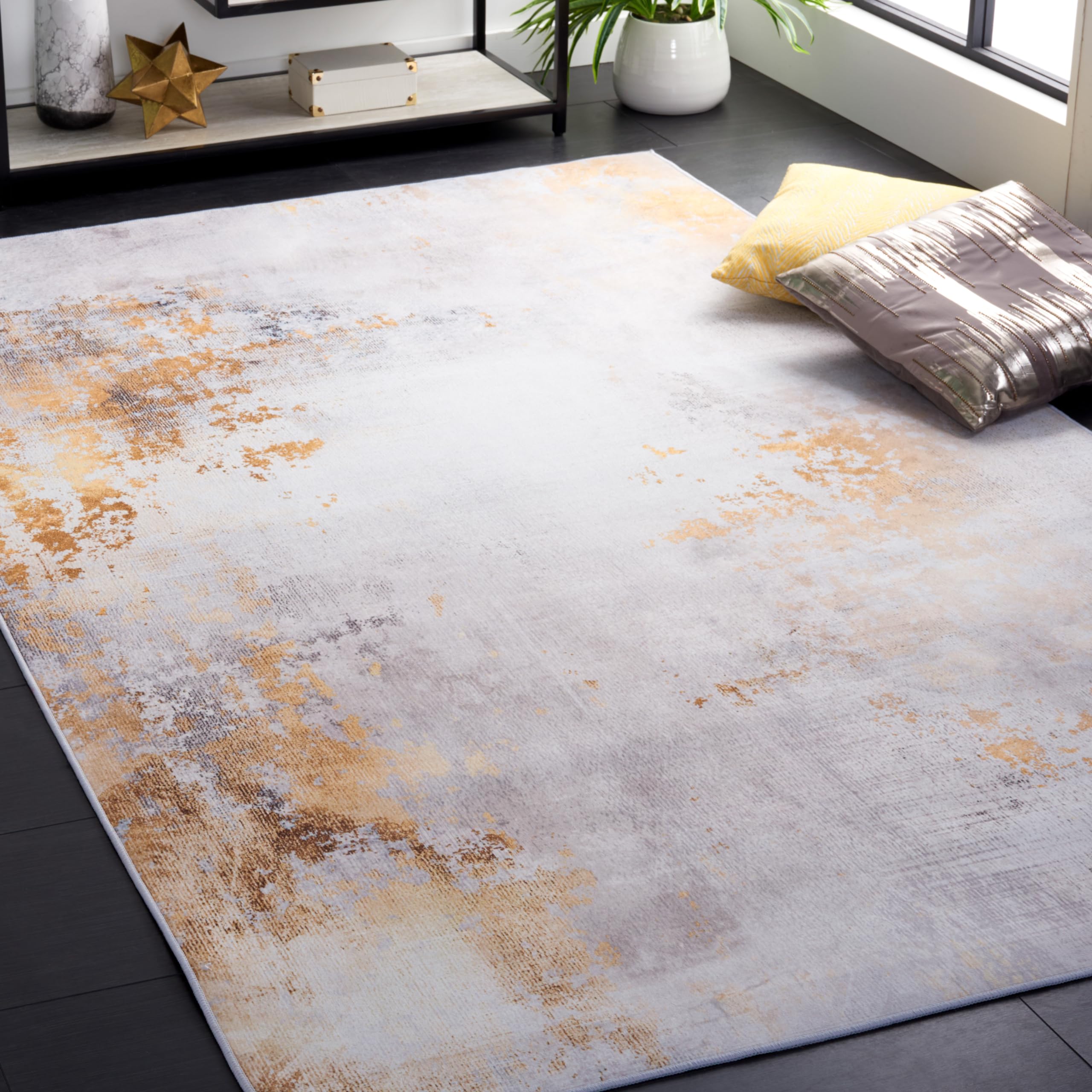 Tapis gris et or Tacoma 122 x 183 cm pour zone à fort passage