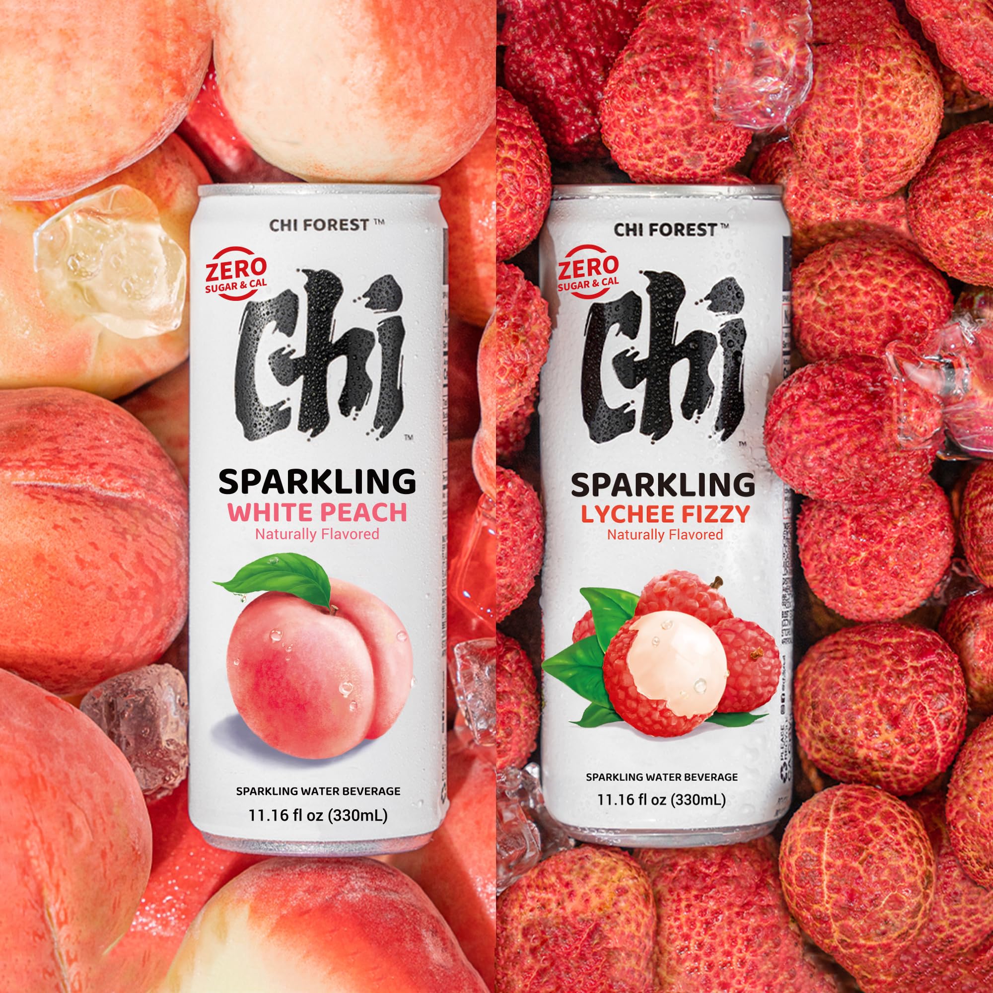 White Peach& Lychee Fizzy Sparkling Water (11.15 oz* 24 * 2)