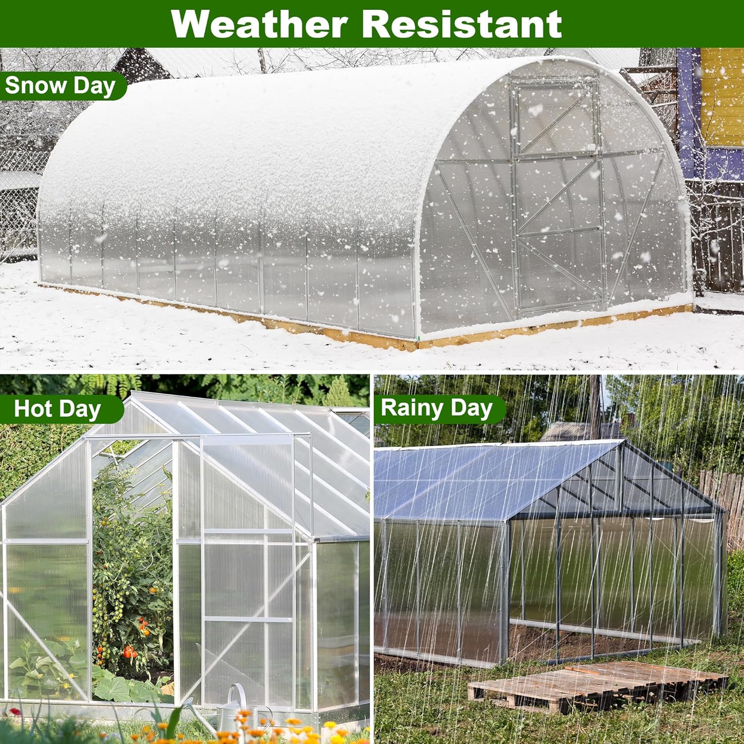lesolar 14Pcs Polycarbonate Greenhouse Panels 2ft x 4ft Twin-Wall Clear Roof Panels for Greenhouse Outdoor Garden Waterproof & UV Protection Polycarbonate Sheets Roof Covering Supplies, White