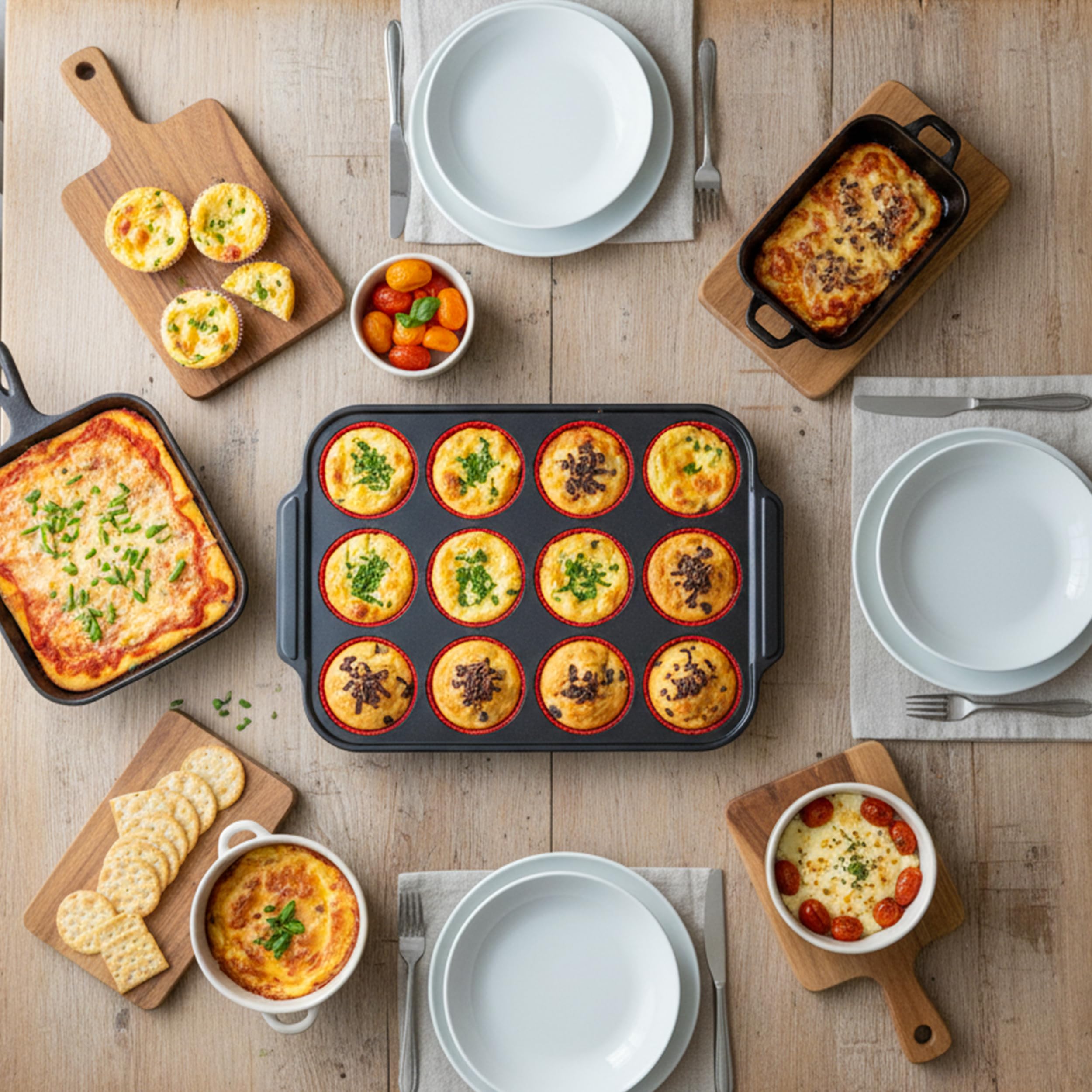 2024 Silikon-Muffinform, roter Metallrahmen, Muffinform, Eierbissen, Cupcake-Form, ofen- und spülmaschinenfest, Mini-Muffinformen zum Backen, antihaftbeschichtet, 12 Stück