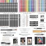 HIFORNY 136 PCS Drawing & Sketching Set,Pro Art Supplies with Graphite,Charcoal,Colored,Watercolor,Metallic Pencils,Blending Tools,Sketchbook,Watercolor Book and Coloring Book in Zipper Case (Black)