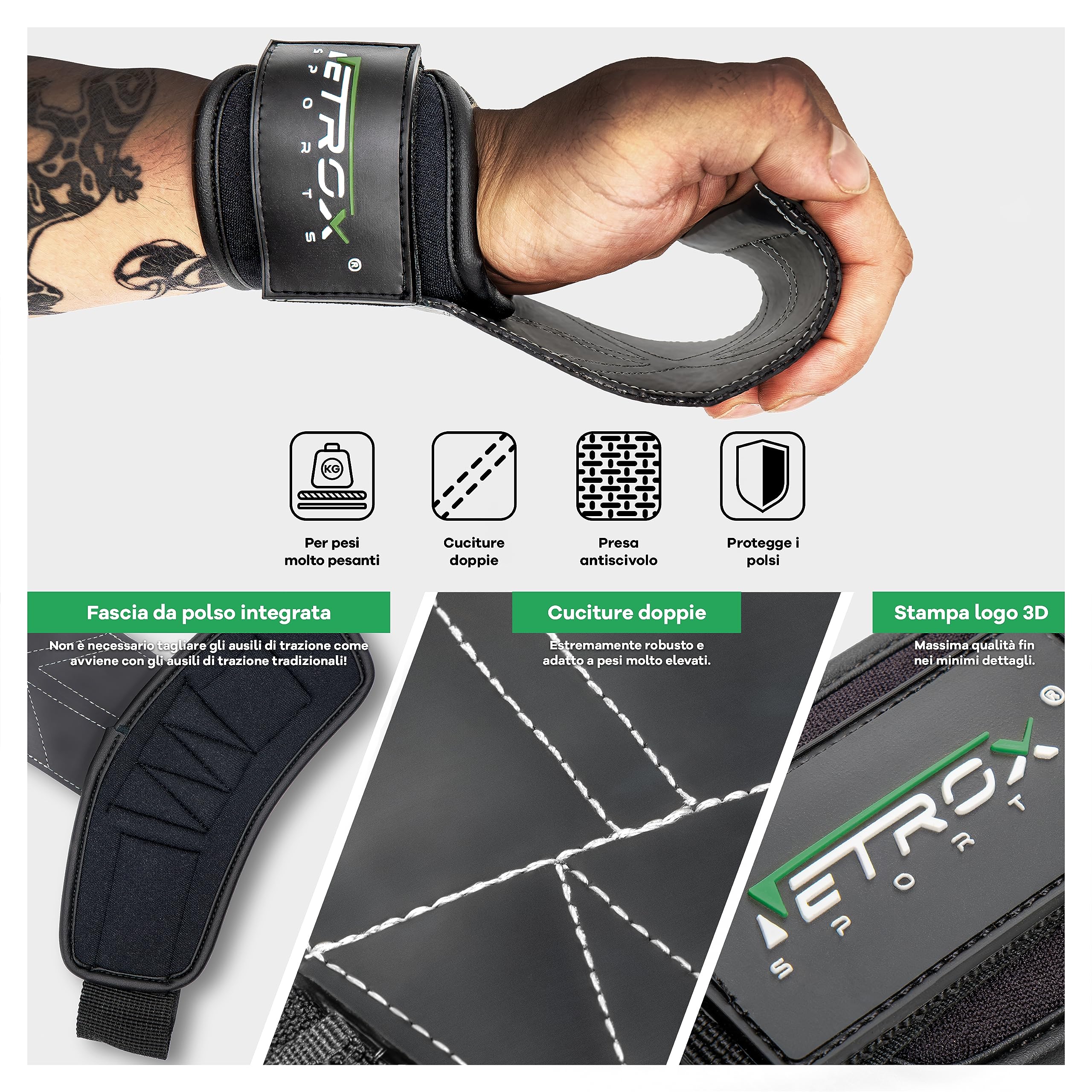 Netrox Hyper Grips Palestra Straps Sollevamento Pesi e Deadlift L | Cinghie per bodybuilding e powerlifting progettate per migliorare presa e supporto durante esercizi pesanti.