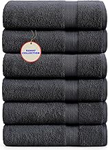 100% Cotton Bath Towels, 24x48 Pack of 6 Towels, Quick Dry, Highly Absorbent, Soft Feel Towel, Gym, Spa, Bathroom, Shower, Pool, Luxury Soft Towels (Grey, 24x48-6 Pack)