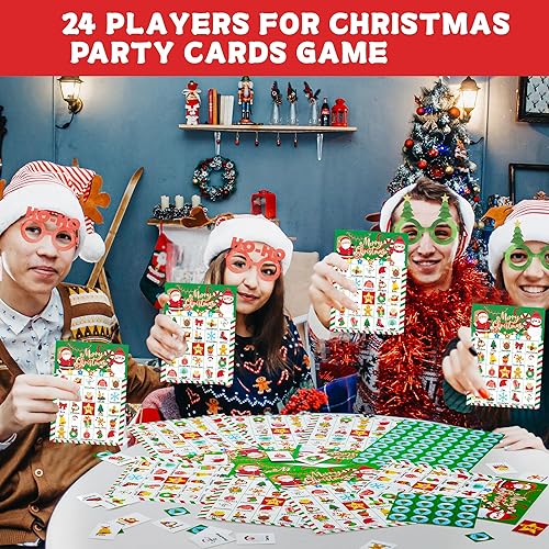 Miniatura 7 de 38 tarjetas de juego de bingo de Navidad para 24 jugadores, juegos de bingo de Navidad para actividades en el aula, regalos de fiesta familiar,