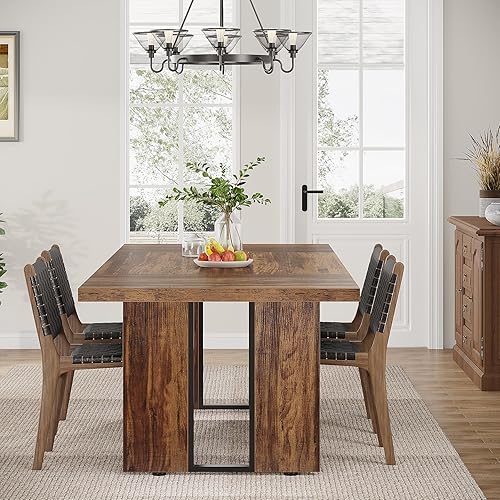 Miniatura 5 de Tribesigns 71" Large Dining Table for 6 to 8 People, Rustic Farmhouse Style Dinner Table, Rectangular Dining Table for Kitchen, Dining Room & Living