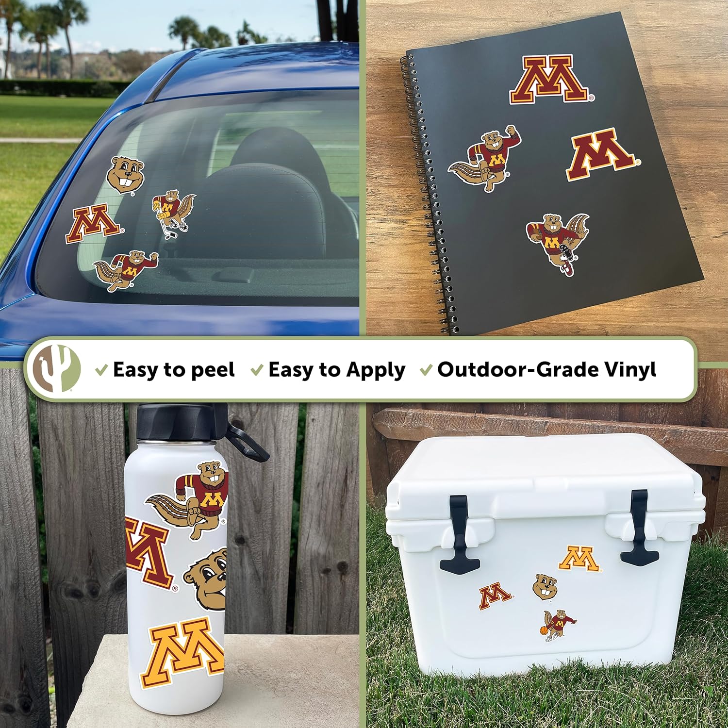 Desert Cactus University of Minnesota Sticker Golden Gophers Vinyl Decals Laptop Water Bottle Car Scrapbook T2 (Type 2) - Image 2