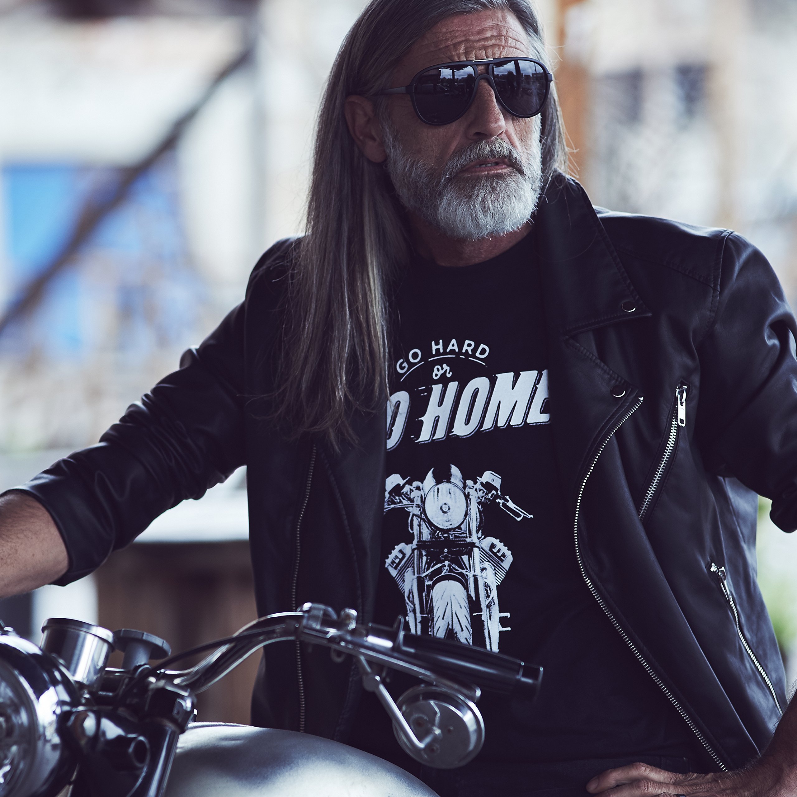 Makaya Cafe Racer Moto - T-Shirt Homme Manches Courtes