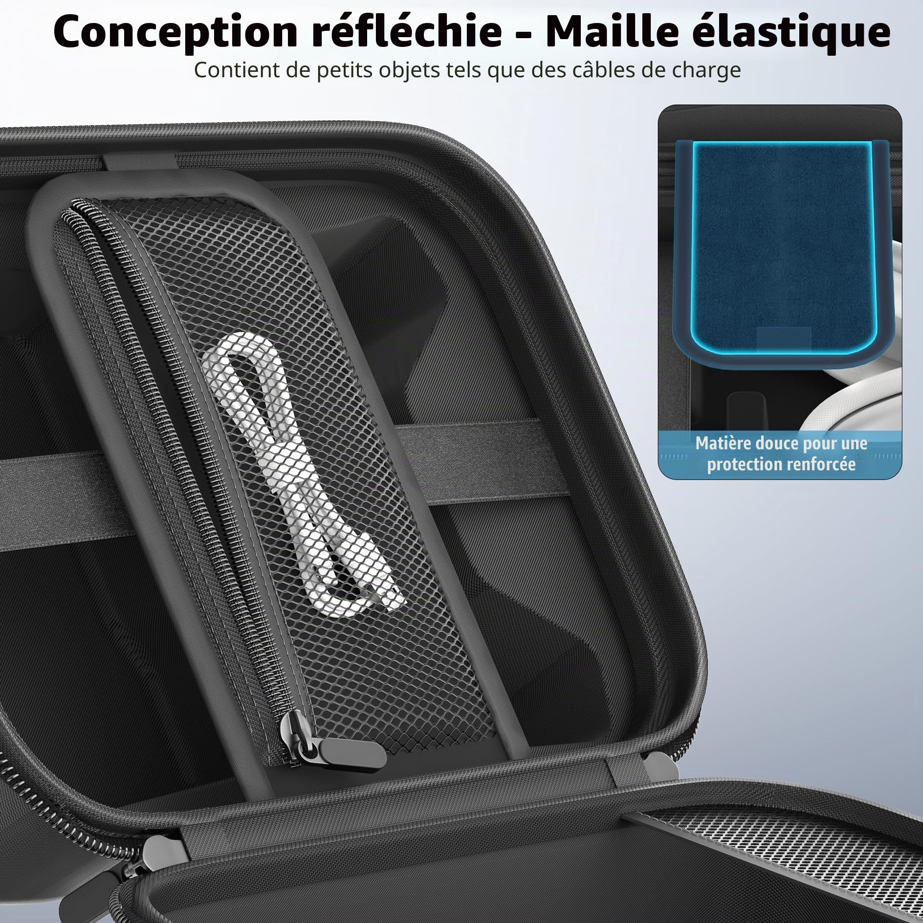 Étui de Transport Switch Universel Grande Capacité, Pochette Switch pour Casque Audio et Manettes de Jeu, Poches de Rangement et Protection Léger et Portable pour Accessoires Gaming (Noir)