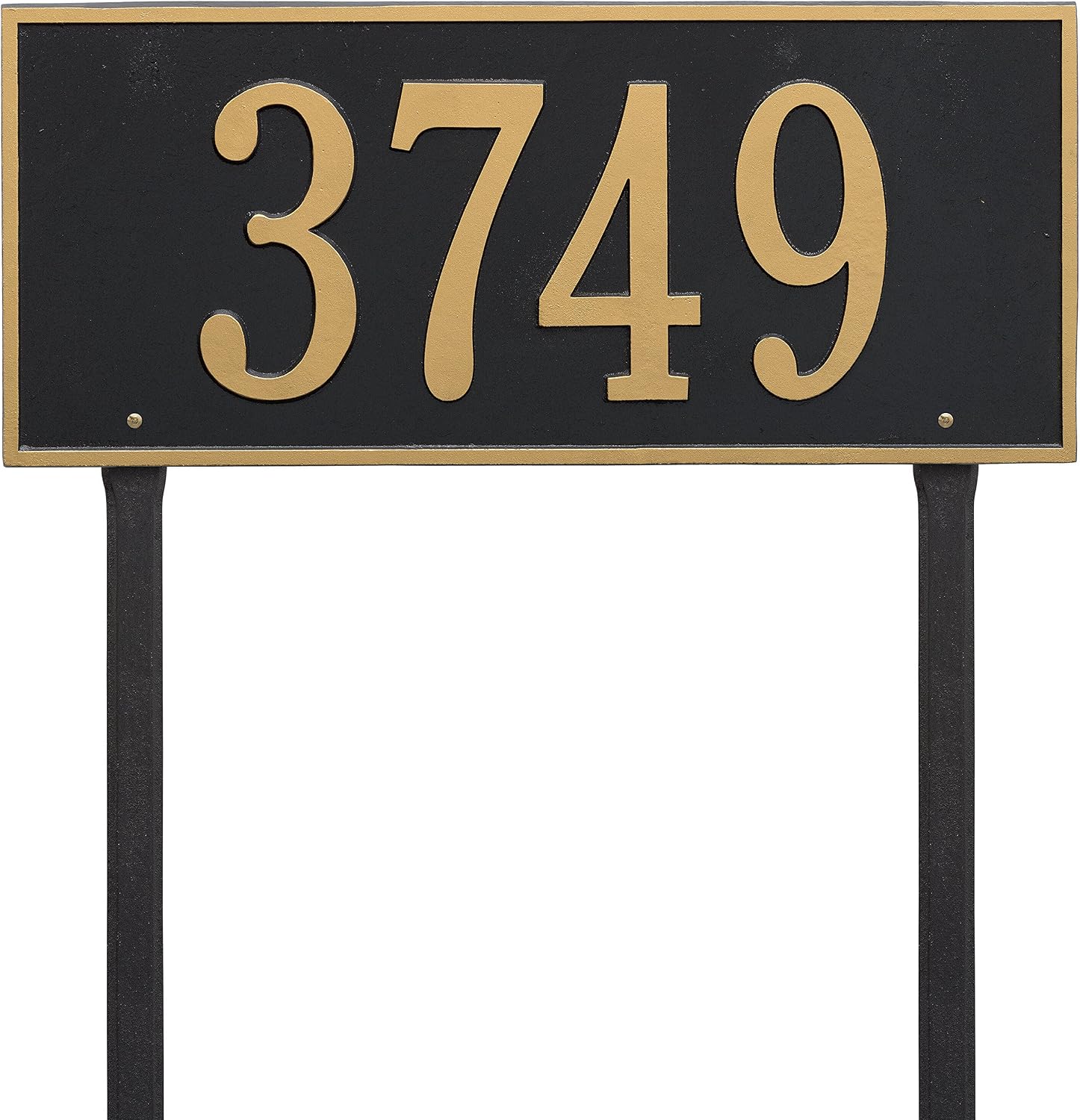 Comfort House Large Metal Lawn Address Sign with Stakes - House Numbers