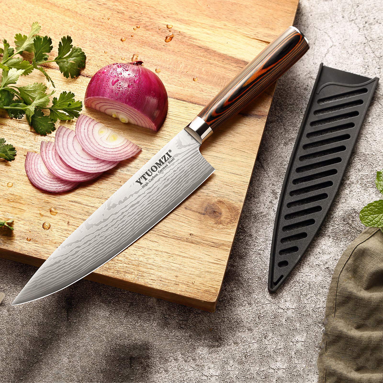 Razor-Sharp Chef Knife, 8-inch High Carbon Stainless Steel Chef's Knife for Home Kitchen & Restaurant, 8" Chef Kitchen Knife with Sheath & Gift Box, Ergonomic Handle — Amazon image 5