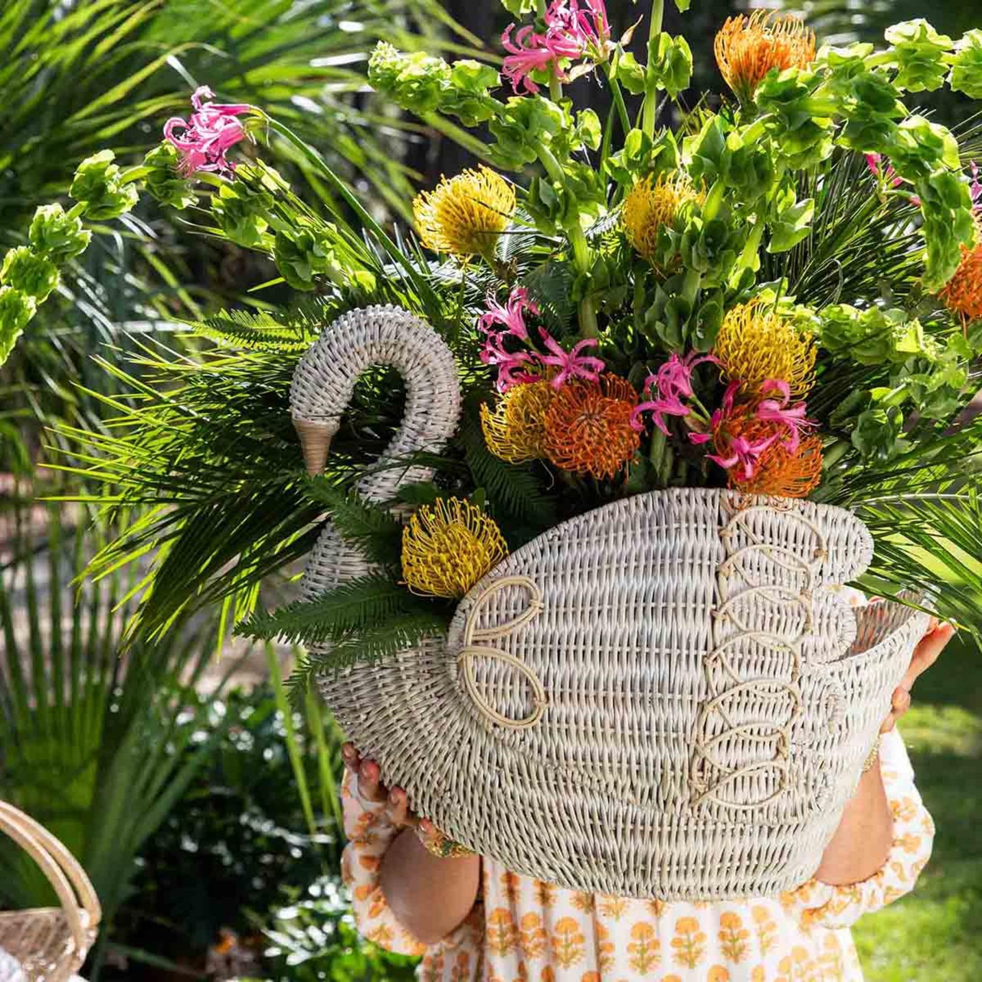 Amazon.com: Juliska Provence Rattan Swan Basket - Whitewash : Home