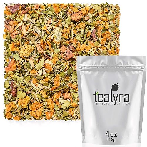 Tealyra - Heal Thyself Moringa y espino cerval de mar - Limoncillo - Digestiv - Desintoxicación - Anti-estrés - Té de hojas sueltas Wellness - Sin