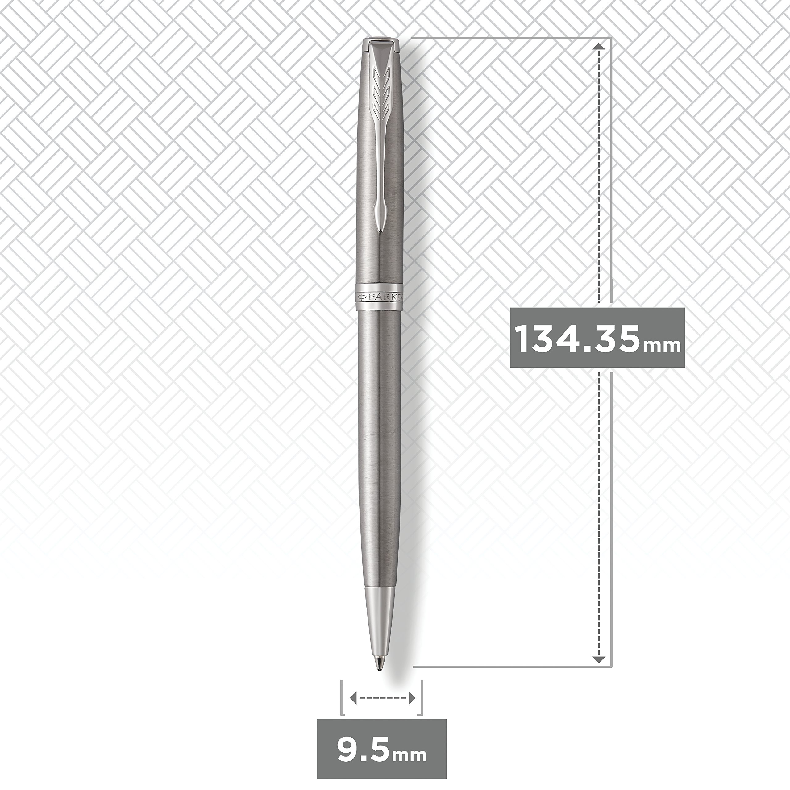 PARKER Sonnet Penna A Sfera, Acciaio Inossidabile Con Finiture In Palladio, Pennino Medio, Confezione Regalo & Quinkflow Ricarica Per Penna A Sfera, Punta Media, Nero