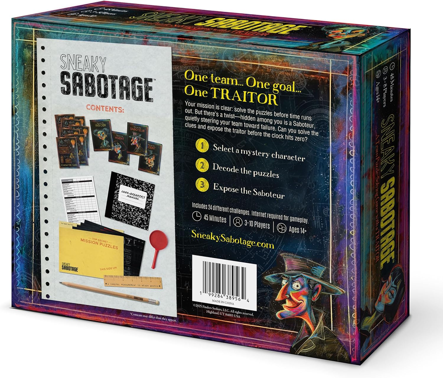 Sneaky Sabotage Party Game - A Team-Puzzle Solving Game with a Traitor | Escape Room and Social Deduction-Style Board Game for Adults and Families by Finders Seekers Mystery