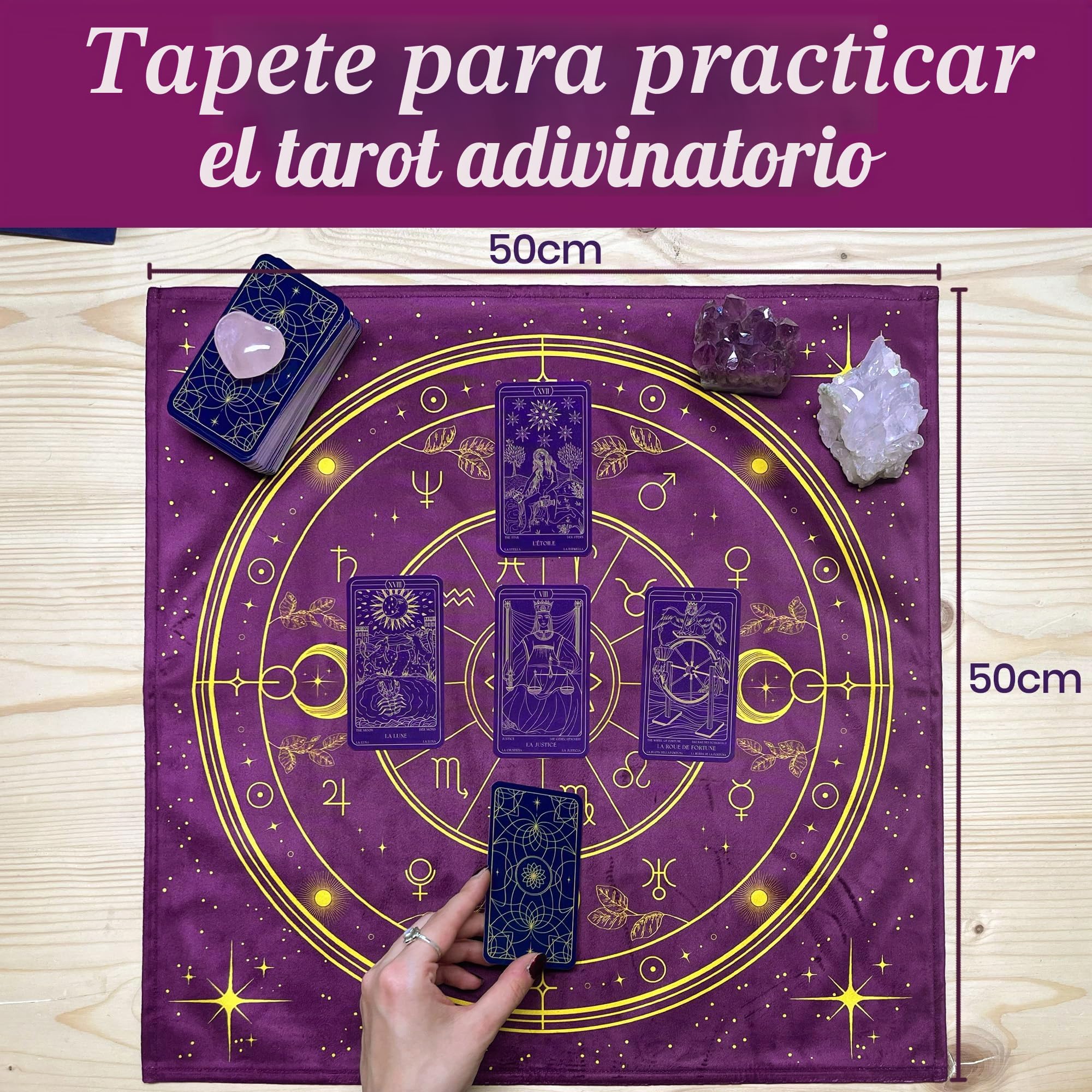 Vibratis Caja de iniciación al Tarot de Marsella: Tarot adivinatorio + Libro de 205 páginas + Mantel adivinatorio y bolsillón. Ideal para Principiantes