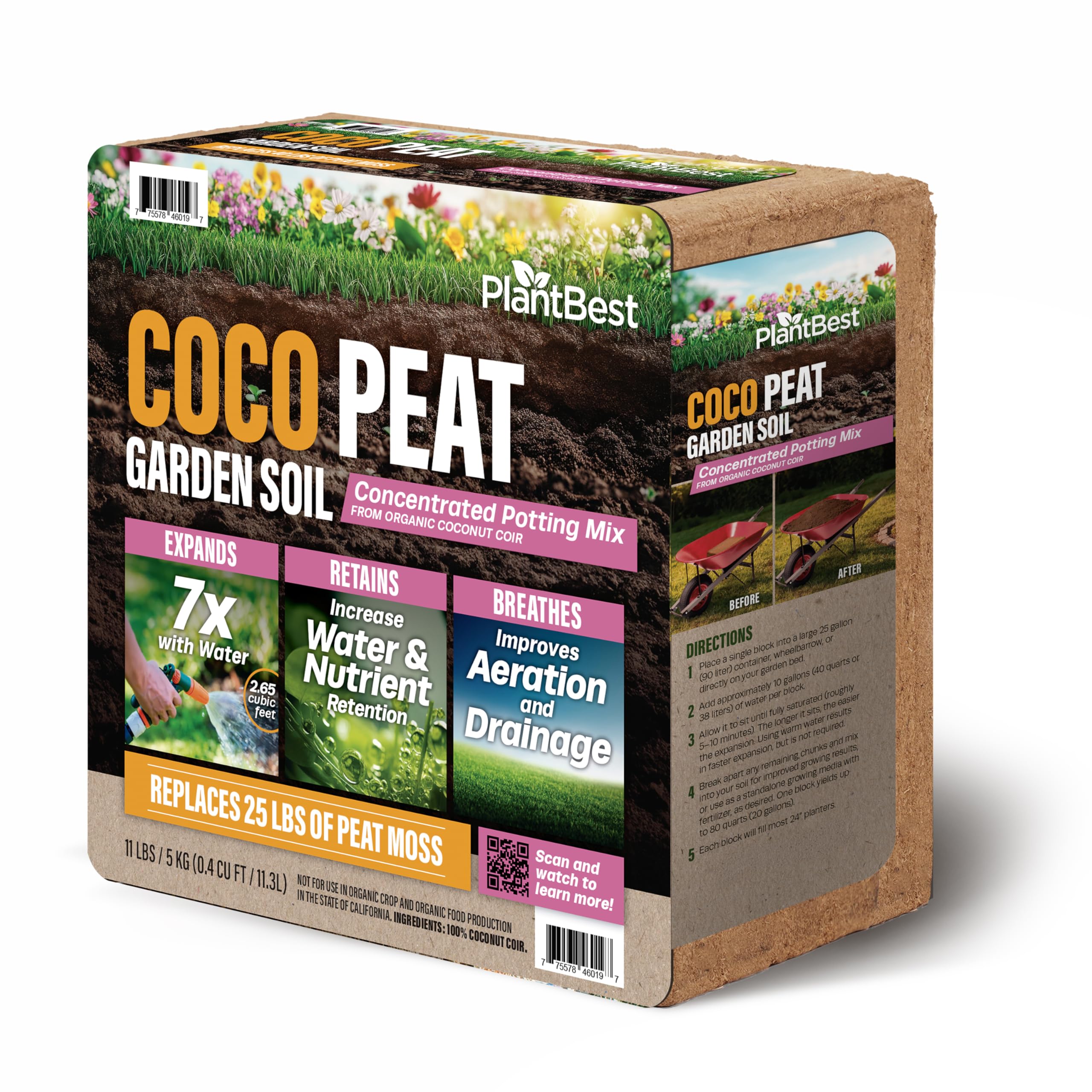 Amazon.com : PlantBest Coco Garden Soil 11 lb. Compressed Coconut