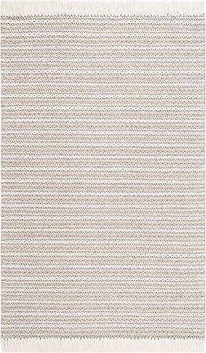 Miniatura 3 de Safavieh Natura Collection - Alfombra de área de 5 x 8 pies, color gris pardo y marfil, hecha a mano de lana con flecos, ideal para zonas de alto