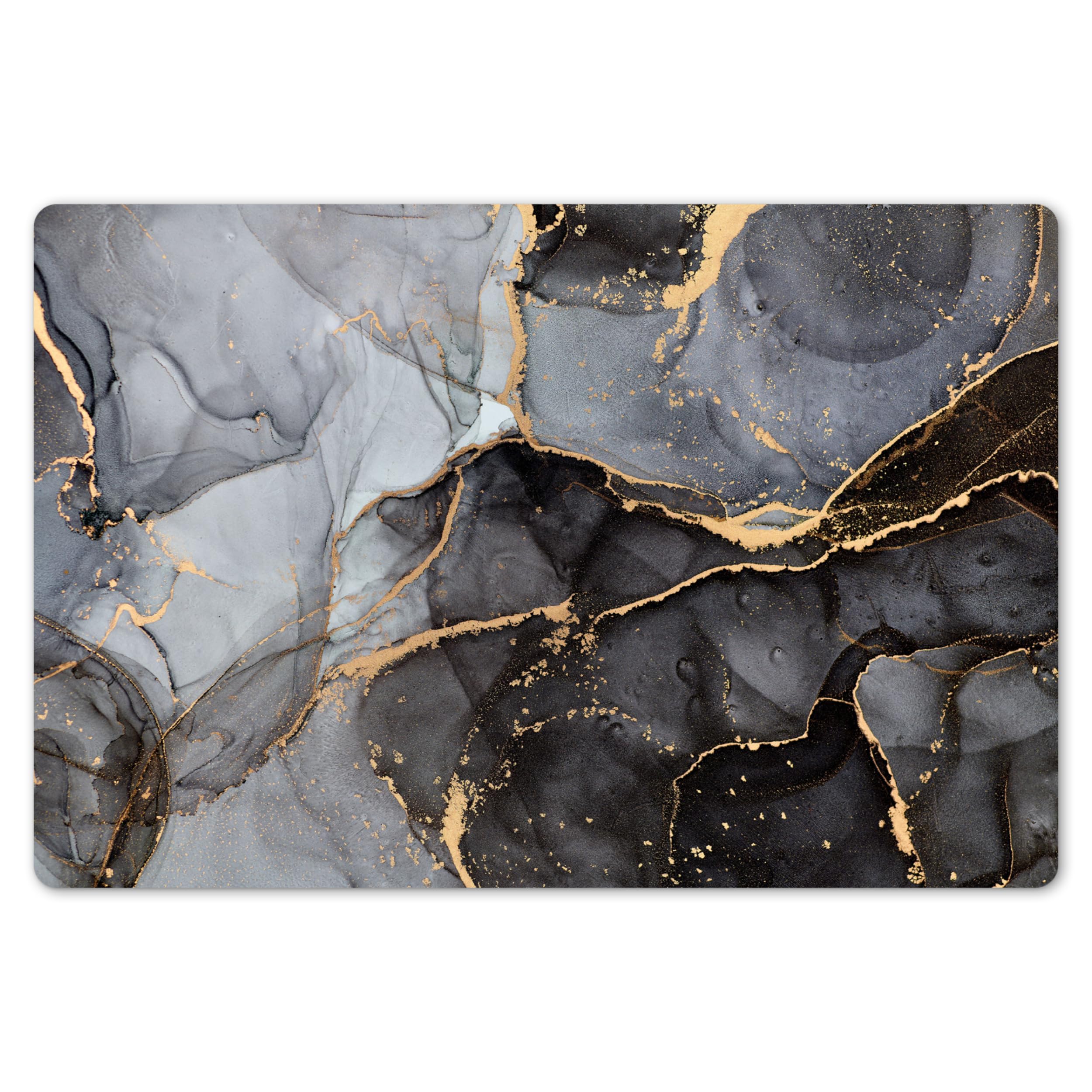Kitchenyeah Marble - Abstract Kitchenyeah© Place Mats For Table 18"X12" / 45X30 Cm Dinning Placemats 6 Set Large Placemat Plastic Vinyl Wipeable Wipe Clean Non Stick - Gold - Gray