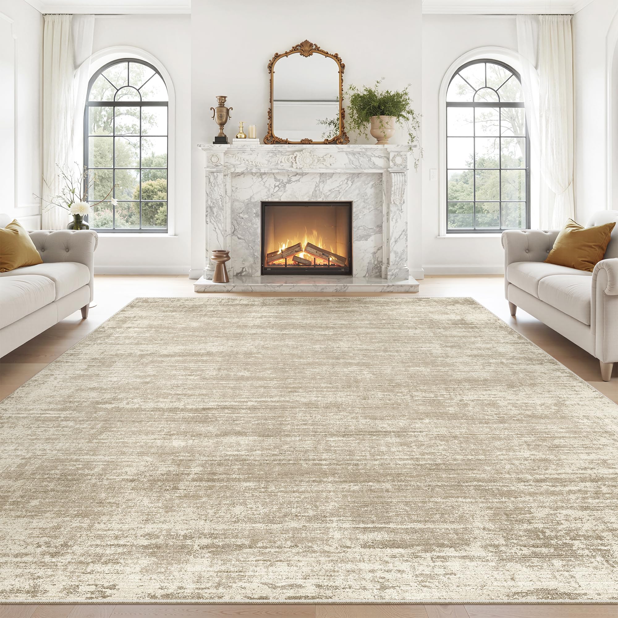 zesthome 9x12 Area Rugs for Living Room, Non-Slip Backing Washable Rug, Modern Abstract Area Rug, Stain Resistant Rugs for Bedroom, Ultra-Thin Large