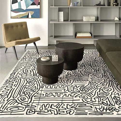 Miniatura 16 de RUGGABLE x Keith Haring - Alfombra lavable, estilo libre, color perla de 5 x 7, resistente a las manchas, antideslizante, con almohadilla estándar