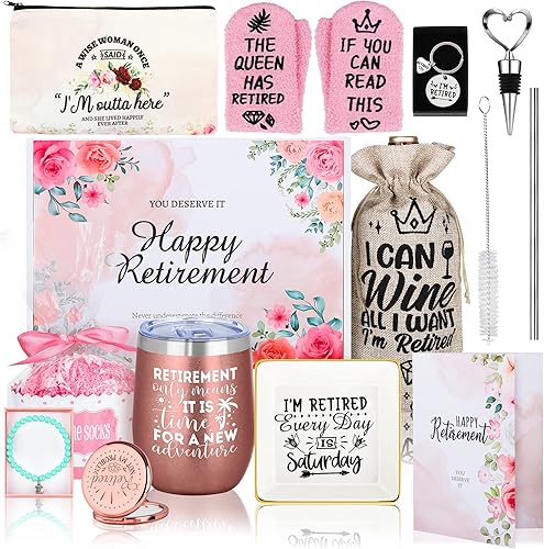 Miniatura 1 de Aodaer 11 piezas de regalos de jubilación 2023 para mujeres, decoraciones de fiesta de jubilación de oro rosa, caja de regalo para jubilados,