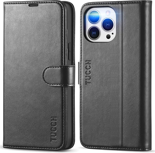 TUCCH Wallet Case for iPhone 13 Pro Max (6.7") 2021 5G, Magnetic Protective PU Leather Stand Book Flip Case with [RFID Blocking][Card Holders][Shockproof TPU] Compatible with iPhone 13 Pro Max, Black