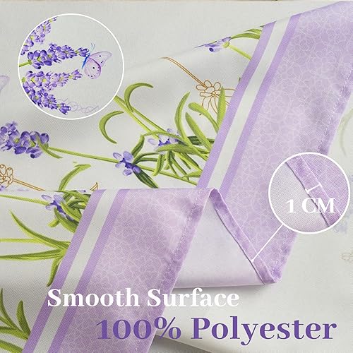 Miniatura 3 de Mantel rectangular de color lavanda de 60 x 84 pulgadas, mantel floral color morado claro, elegante mantel de estilo francés para fiestas, mesa de