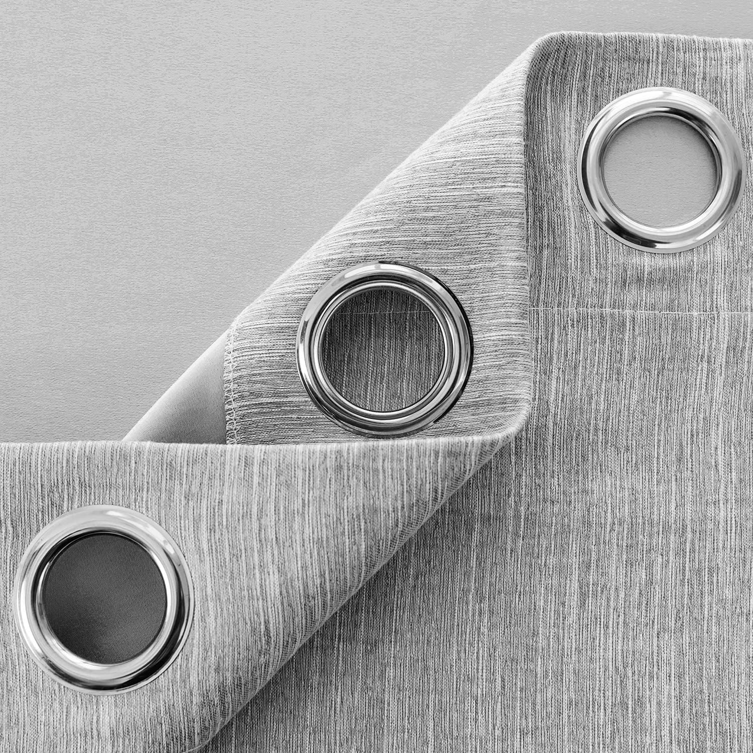 Melodieux Elegant Cotton Room Darkening Blackout Curtains for Living Room Bedroom Thermal Insulated Privacy Grommet Window Curtain Panels, 52 by 63 Inch, Grey(1 Panel