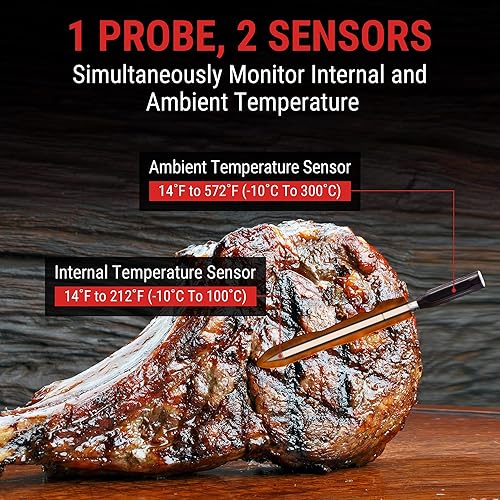 Miniatura 4 de ThermoPro TempSpike - Termómetro inalámbrico de carne para asar y ahumar, termómetro Bluetooth de carne de 500 pies con sonda inalámbrica, ideal