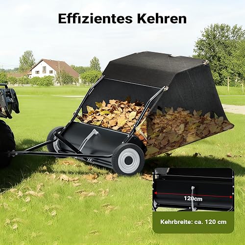 Wiltec Lawn Sweeper with 120 cm Sweeping Width, Lawn Sweeper for Ride-on mowers, Leaf Collector with 415 l Collection net Leaf Sweeper for Lawn Tractor - 6