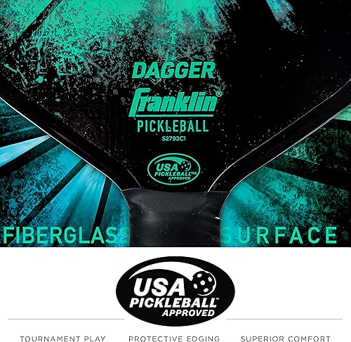 Miniatura 6 de Franklin Sports Juego de paletas y pelotas de pickleball – (2) raquetas de fibra de vidrio de daga + (4) bolas X-40 – aprobado por Pickleball de