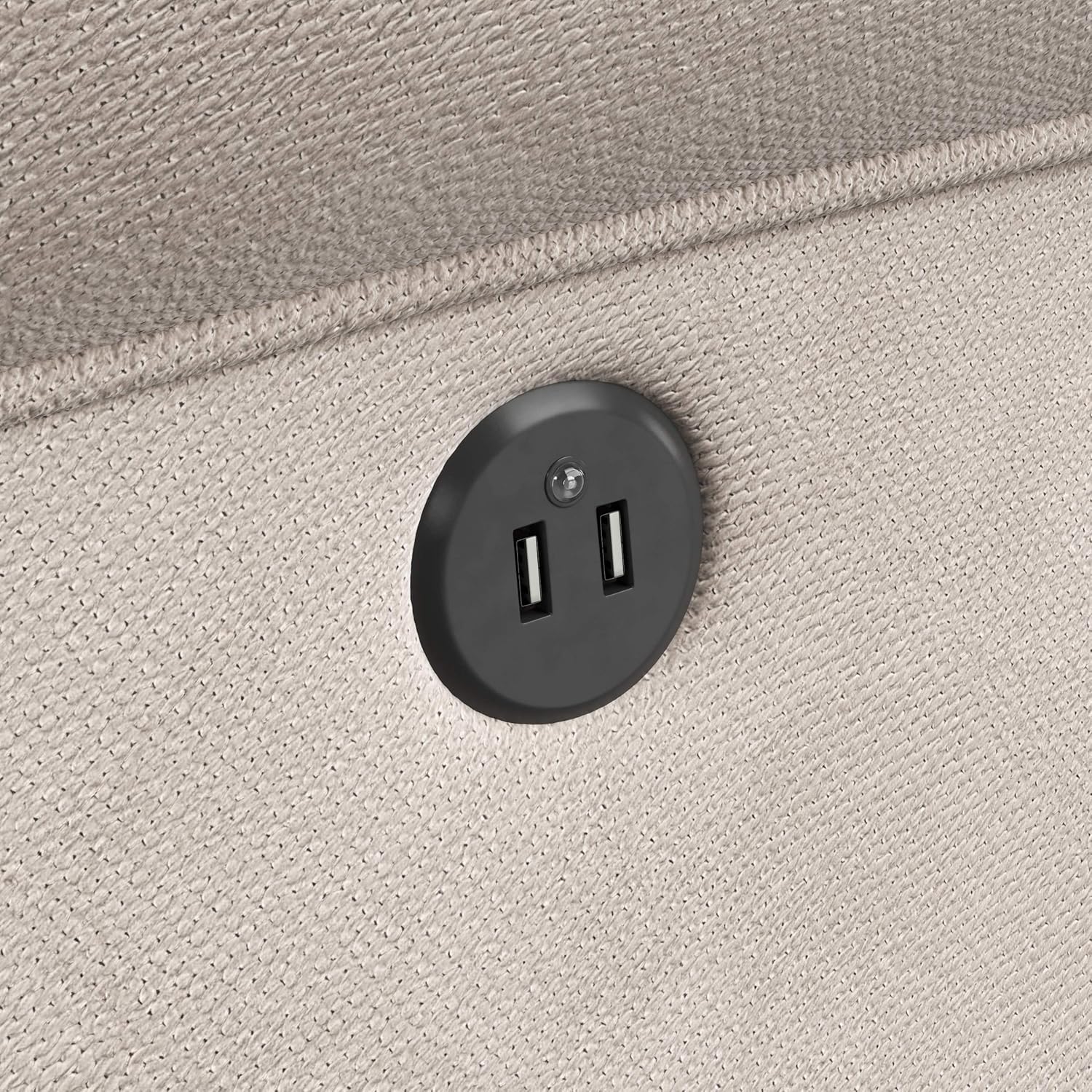 Ivory Swivel Recliner with Metal Base and USB Ports