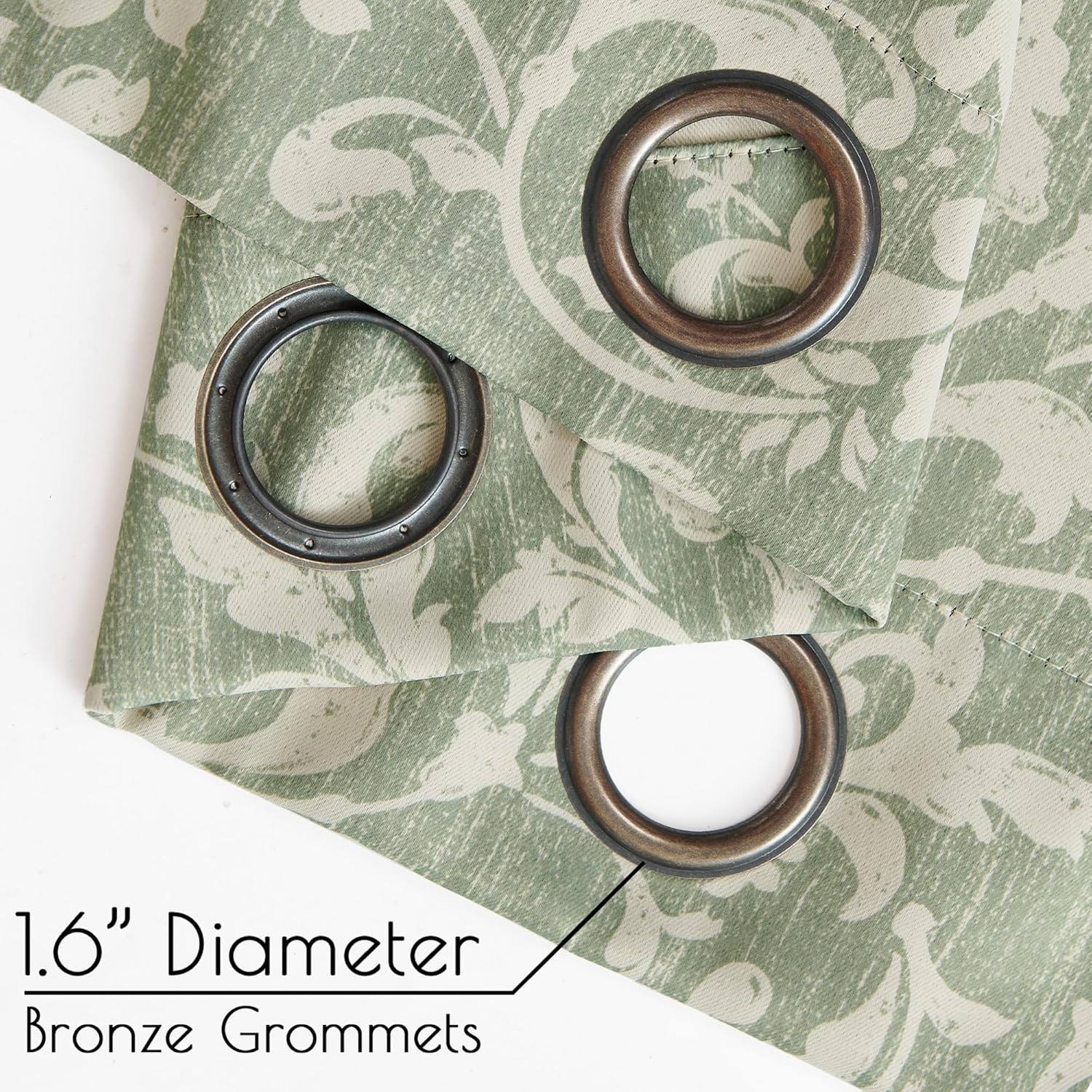 jinchan 80% Blackout Curtains for Living Room, Farmhouse Drapes with Scroll Floral Patterned for Bedroom, Grommet Top Thermal Insulated Curtains, Vintage Country Drapes 2 Panels Green