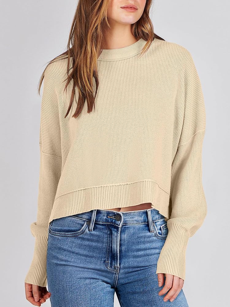 きなこ　1109 EsperanzaPW Short-sleeved knitted sweater in tofu colour