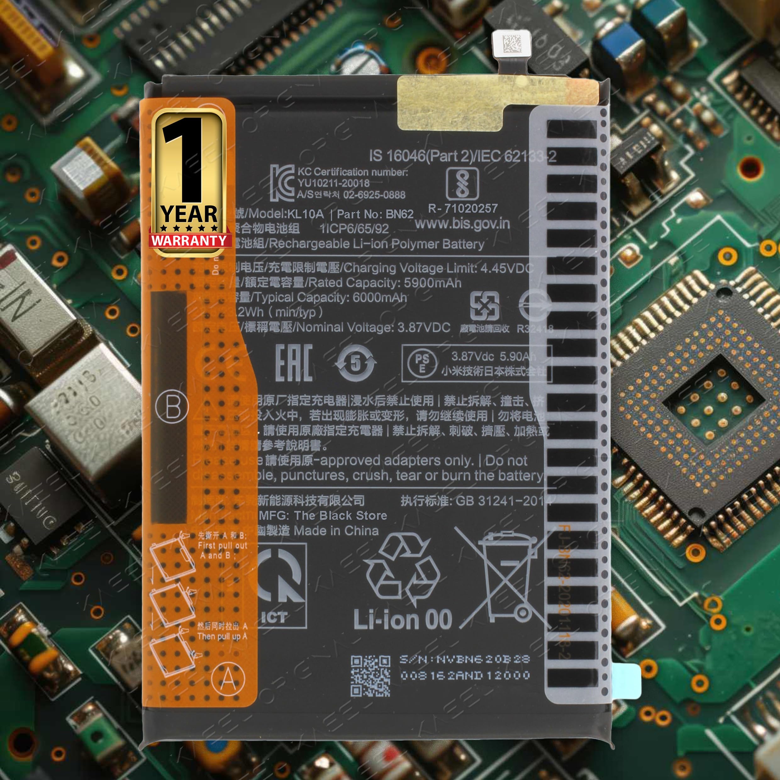 Original BN62 Battery Replacement for Xiaomi Redmi 9 Power (India) 6000mAh with 1 Year Warranty* (Electric Green, MOBHQAB1)-image-1