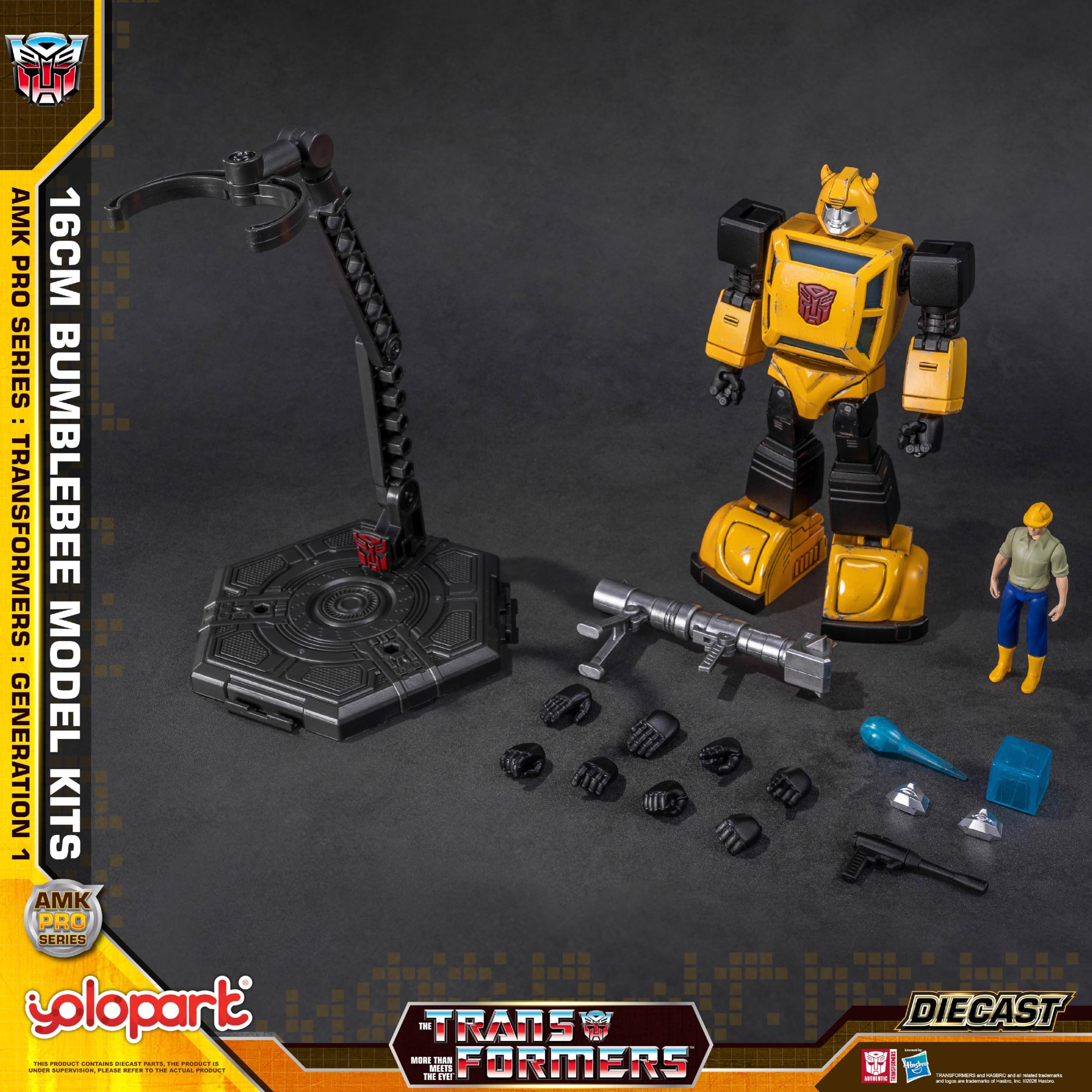 YOLOPARK Transformers G1 Bumblebee Action Figure-Diecast wersja AMK PRO Series 6,3 cala wysoko przegubowa zabawka dla osób od 15 lat, nieprzekształcalny zestaw modelarski Bumblebee