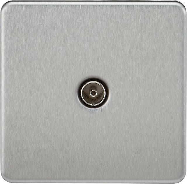 Knightsbridge SF0100BC (Non-Isolated) Screwless 1-Gang Tv Outlet, 20 W, 230 V, Brushed Chrome