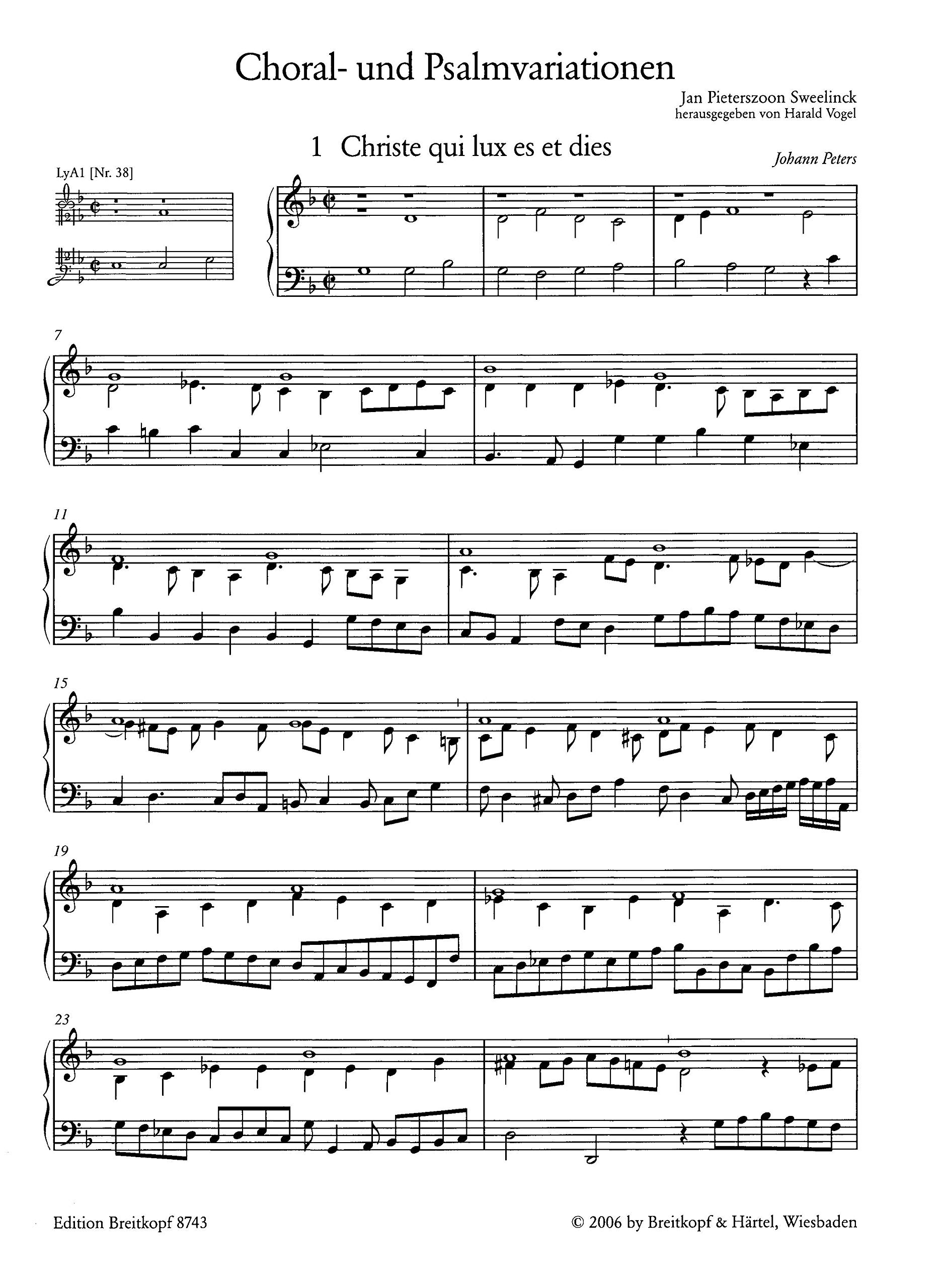 Sämtliche Werke für Tasteninstrumente Band 3: Choral- und Psalmvariationen - Breitkopf Urtext (EB 8743)