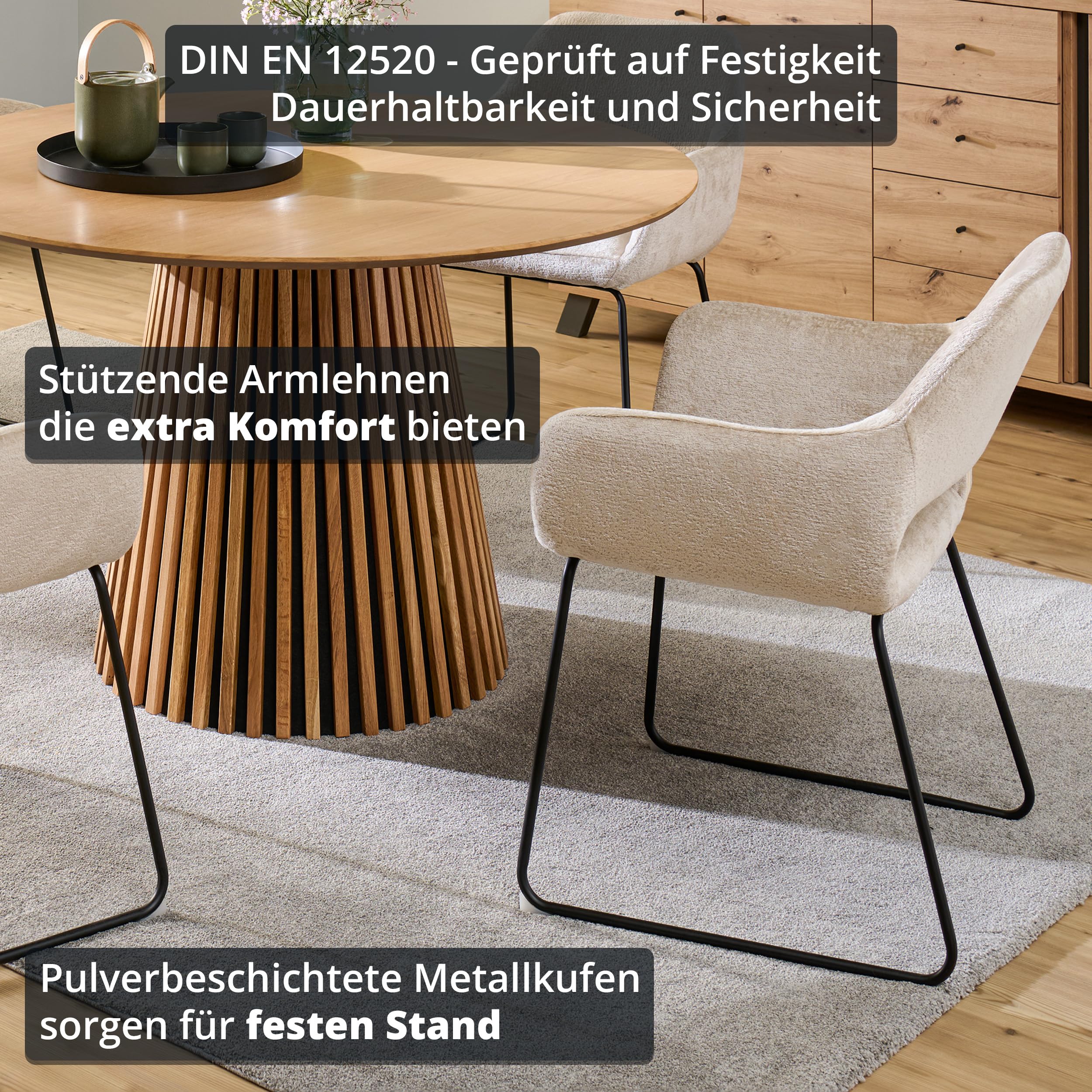 KHG 2er-Set Esszimmerstuhl Polsterstuhl, Eiche, Kuschelweicher, Esszimmer