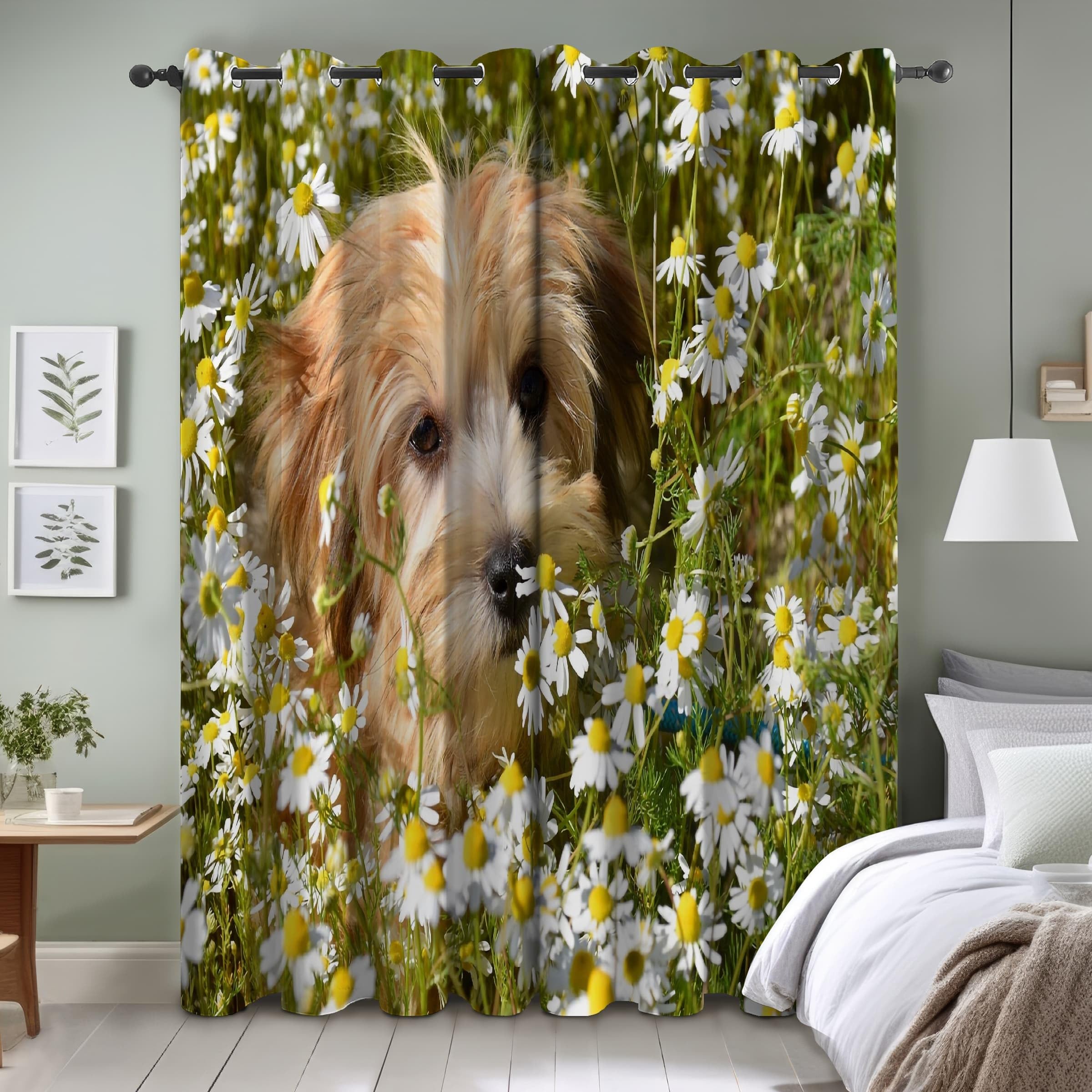 Rideau Occultant Animaux Rideaux Boxer Rideau Thermique Isolant Anti Froid et Chaleur, pour Chambre/Salon Décoration de Fenêtre, 2 Pièces, 117x183cm (LxH)