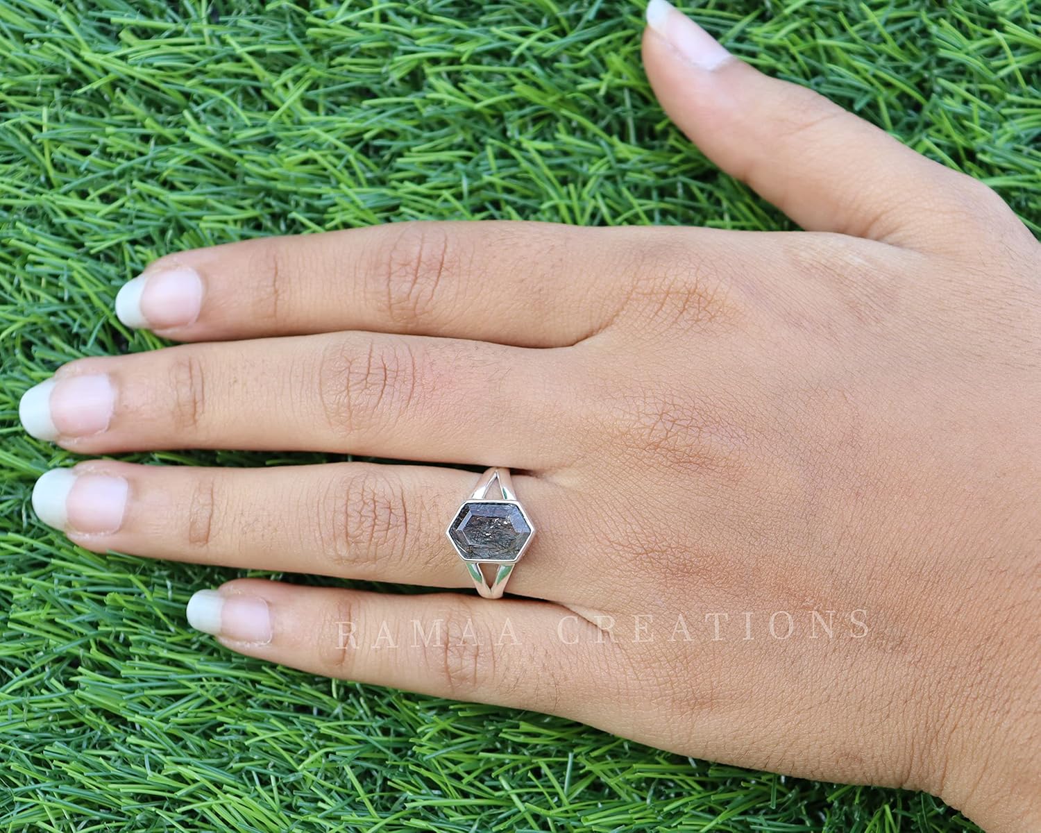 Black Rutile Ring | Natural Black Rutilated Quartz Silver Ring | Handmade Jewelry | Sterling Silver 925