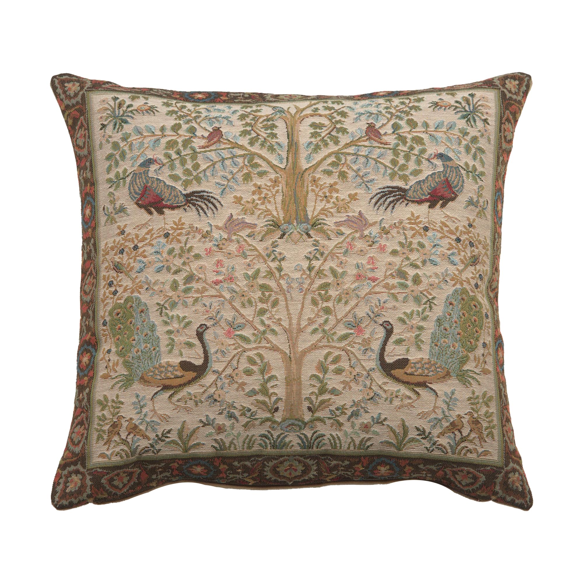 Charlotte Home Furnishings Decorative Pillow Covers for Couch 19x19 in, Tapestry Throw Pillow Cover for Living Room Bed Decor, Cream Tree French